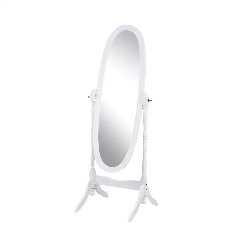 Specchio ovale da terra con cornice in legno, a figura intera, modello Cheval, per 1 persona, nei colori nero / rovere / bianco / ciliegio / oro / rosa / argento