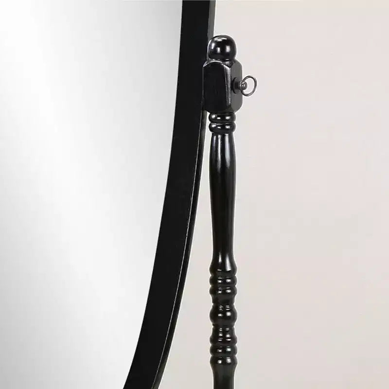 Specchio ovale da terra con cornice in legno, a figura intera, modello Cheval, per 1 persona, nei colori nero / rovere / bianco / ciliegio / oro / rosa / argento
