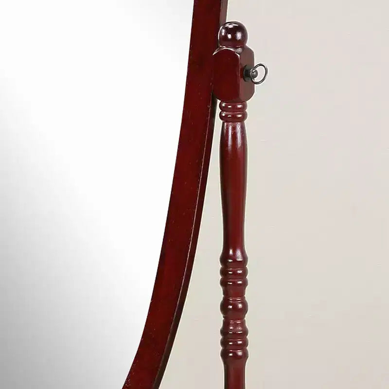 Specchio ovale da terra con cornice in legno, a figura intera, modello Cheval, per 1 persona, nei colori nero / rovere / bianco / ciliegio / oro / rosa / argento
