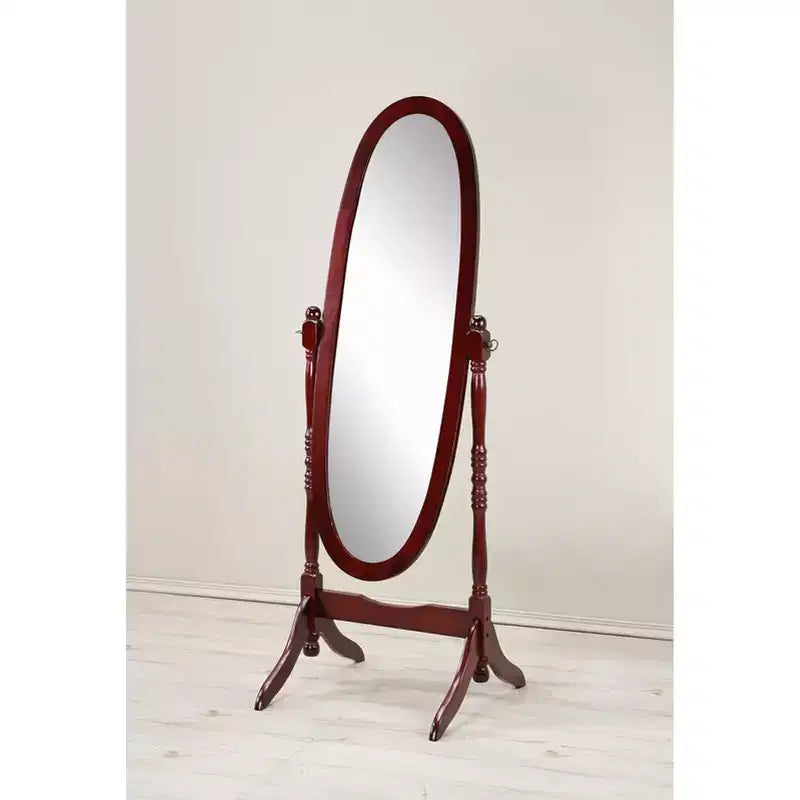 Specchio ovale da terra con cornice in legno, a figura intera, modello Cheval, per 1 persona, nei colori nero / rovere / bianco / ciliegio / oro / rosa / argento