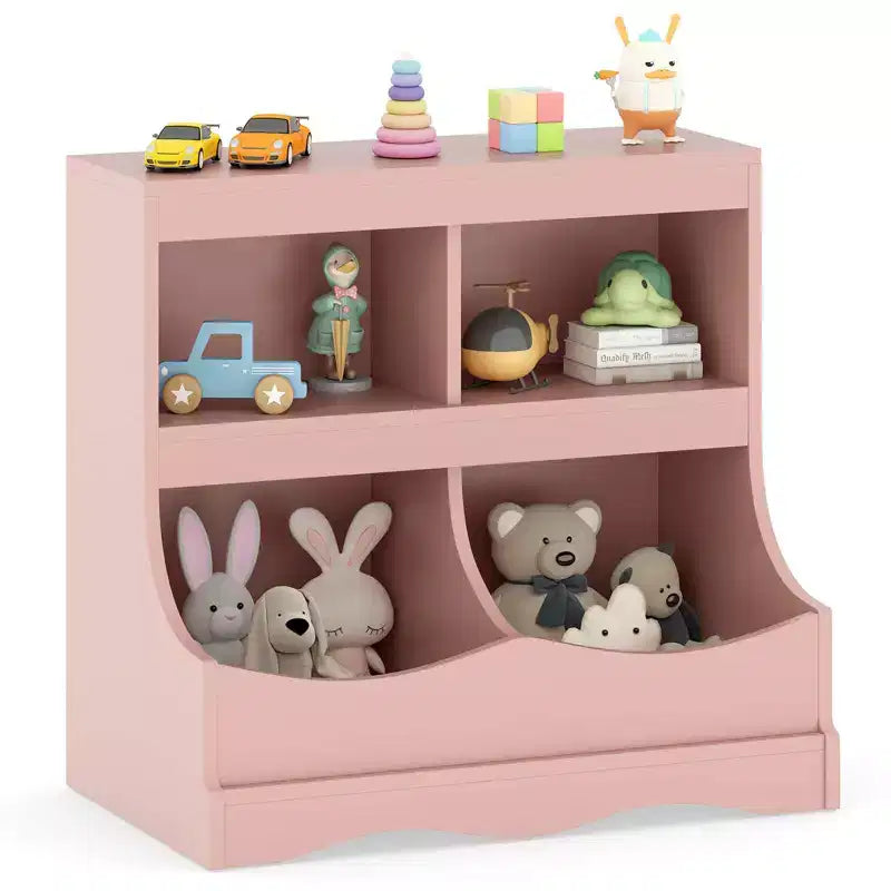 Organizer Giocattoli per Bambini a 4 Scomparti – Bianco / Rosa / Grigio, 1 Utente