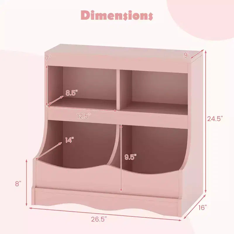 Organizer Giocattoli per Bambini a 4 Scomparti – Bianco / Rosa / Grigio, 1 Utente