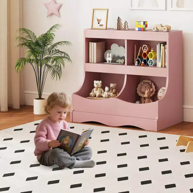 Organizer Giocattoli per Bambini a 4 Scomparti – Bianco / Rosa / Grigio, 1 Utente