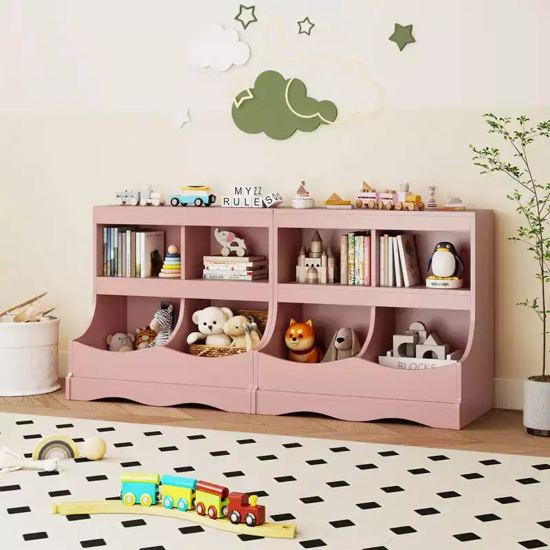 Organizer Giocattoli per Bambini a 4 Scomparti – Bianco / Rosa / Grigio, 1 Utente