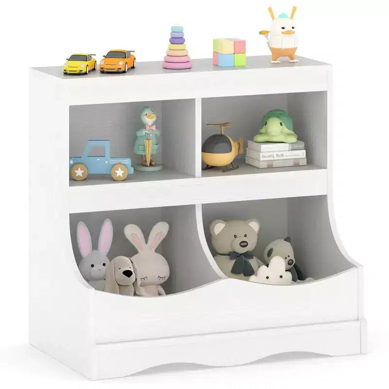 Organizer Giocattoli per Bambini a 4 Scomparti – Bianco / Rosa / Grigio, 1 Utente