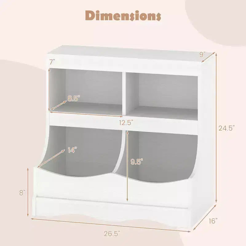 Organizer Giocattoli per Bambini a 4 Scomparti – Bianco / Rosa / Grigio, 1 Utente