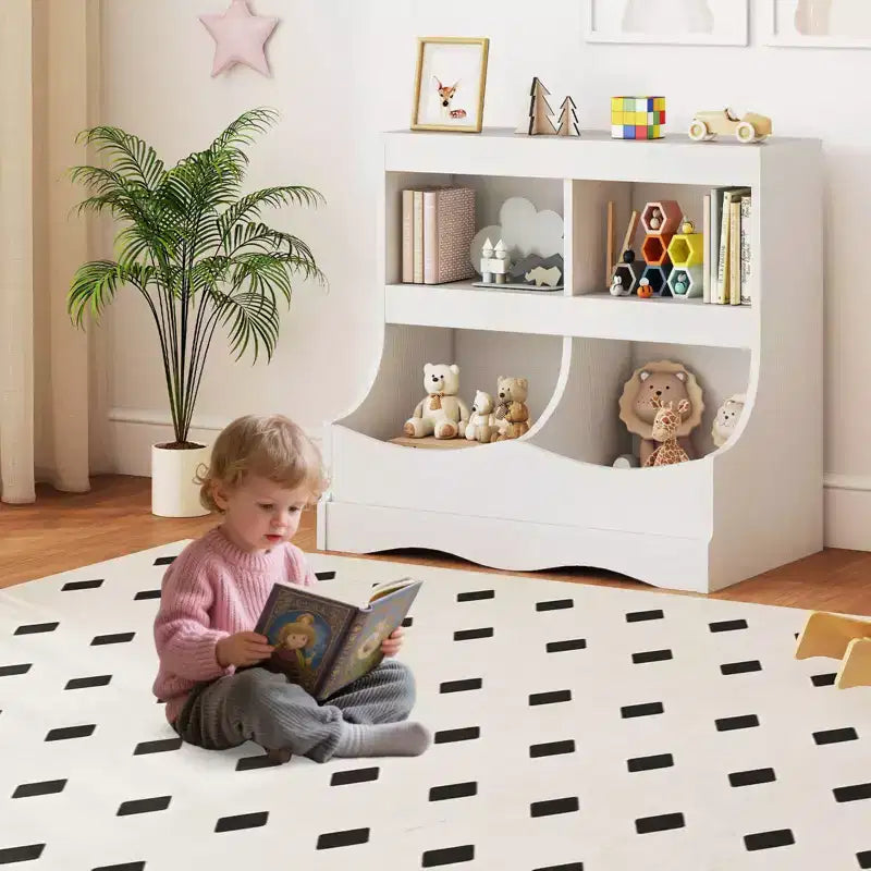 Organizer Giocattoli per Bambini a 4 Scomparti – Bianco / Rosa / Grigio, 1 Utente