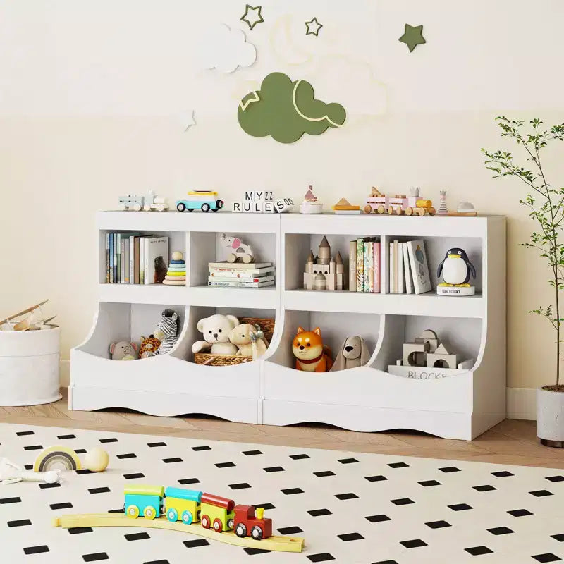 Organizer Giocattoli per Bambini a 4 Scomparti – Bianco / Rosa / Grigio, 1 Utente