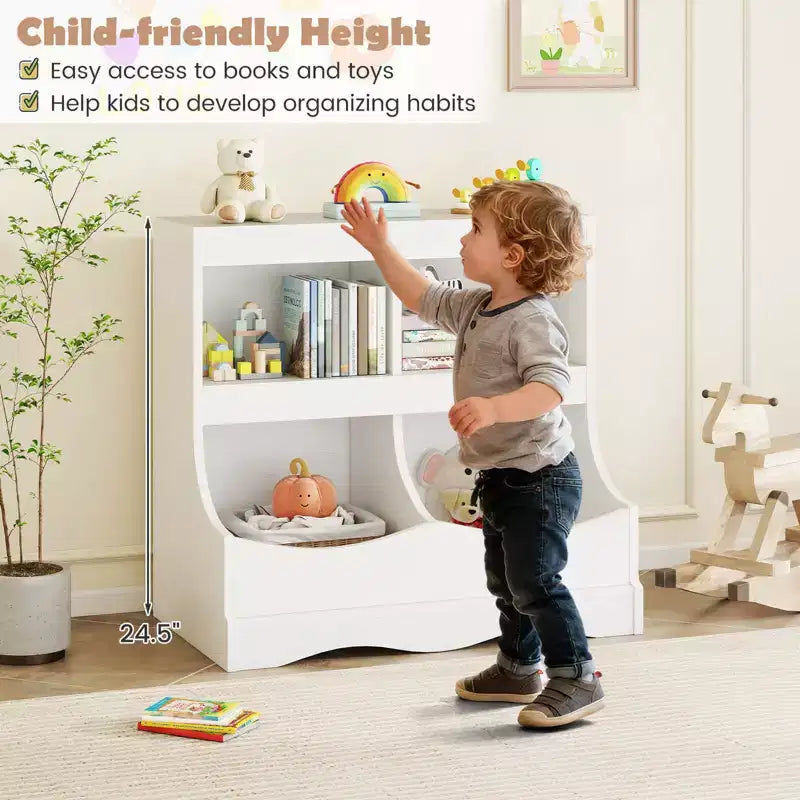 Organizer Giocattoli per Bambini a 4 Scomparti – Bianco / Rosa / Grigio, 1 Utente