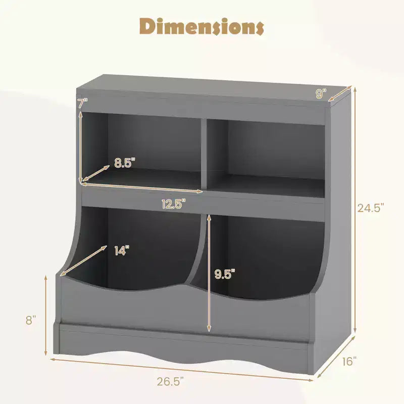Organizer Giocattoli per Bambini a 4 Scomparti – Bianco / Rosa / Grigio, 1 Utente