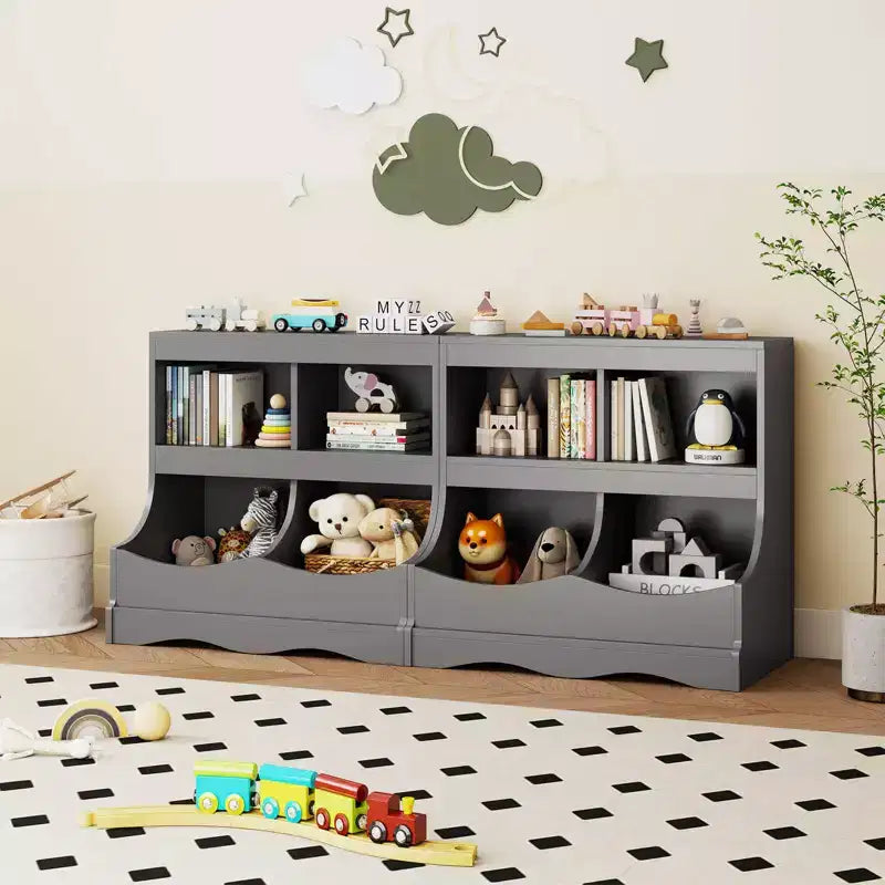 Organizer Giocattoli per Bambini a 4 Scomparti – Bianco / Rosa / Grigio, 1 Utente