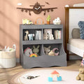 Costway Toy Storage Organizer for Toys & Books 4-Cubby Kids Bookcase for Children's Room White/Pink/Gray