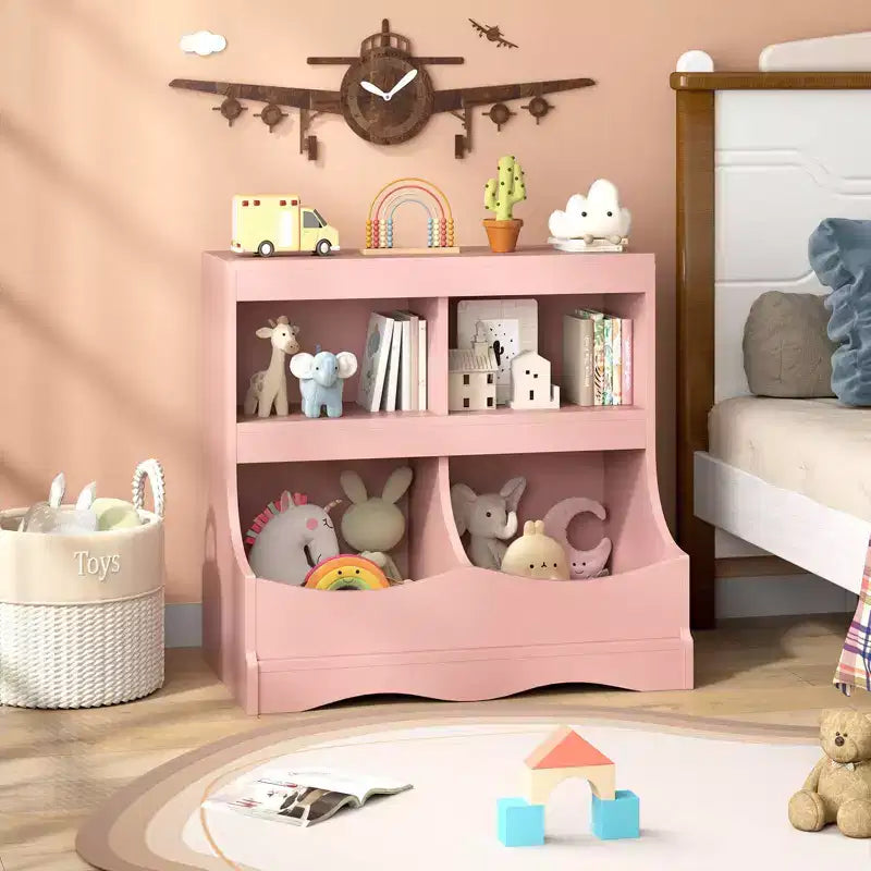 Organizer Giocattoli per Bambini a 4 Scomparti – Bianco / Rosa / Grigio, 1 Utente