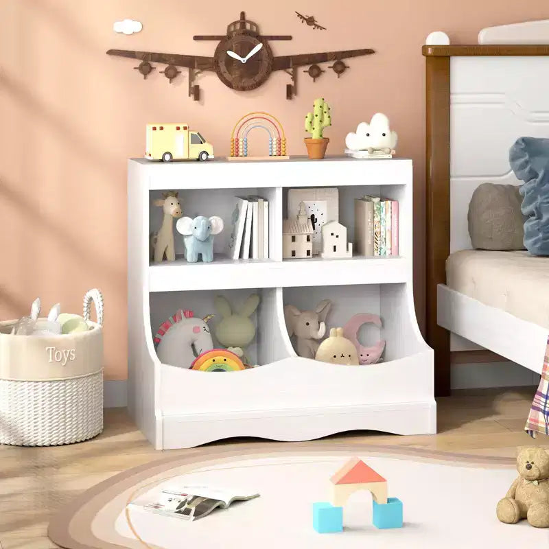 Organizer Giocattoli per Bambini a 4 Scomparti – Bianco / Rosa / Grigio, 1 Utente