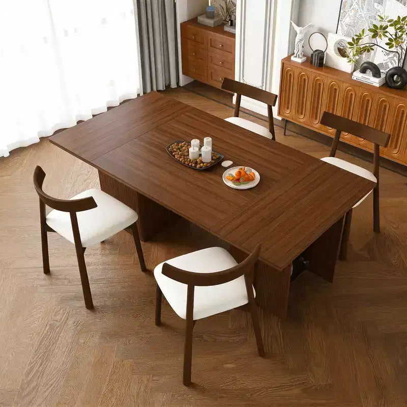 Set da tavolo da pranzo 5 pezzi, legno naturale / ecopelle, 4 posti