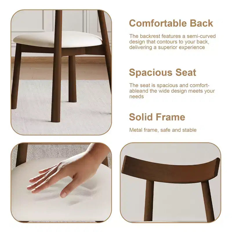 Set da tavolo da pranzo 5 pezzi, legno naturale / ecopelle, 4 posti