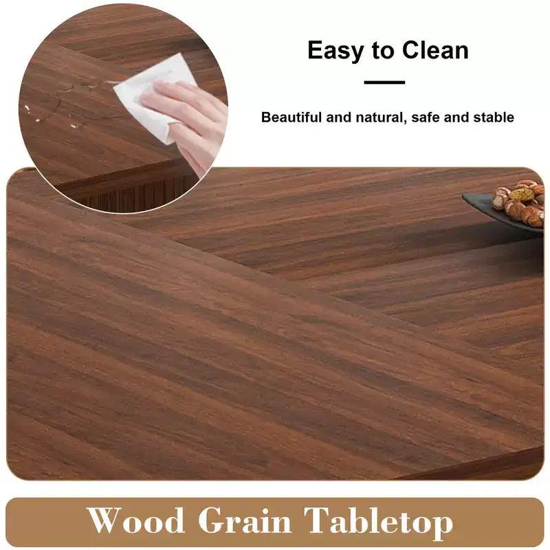 Set da tavolo da pranzo 5 pezzi, legno naturale / ecopelle, 4 posti