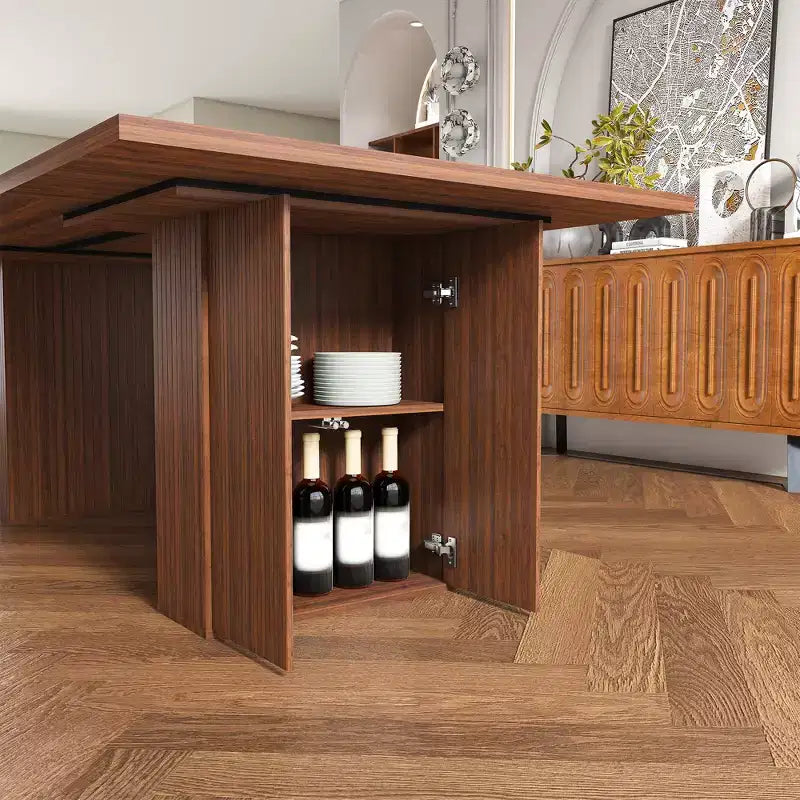 Set da tavolo da pranzo 5 pezzi, legno naturale / ecopelle, 4 posti