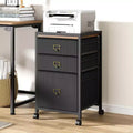 Mobile File Cabinets with Drawers,Fabric File Storage Unit on Wheels ,Compact Under Desk File Cabinet with Smooth Casters for Home Office,Black