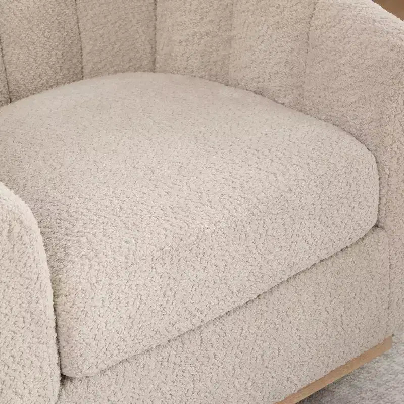 Poltrona girevole a barilotto in ciniglia, colore carbone/avorio/grano – Seduta singola
