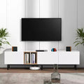 JVNOXK 77inch Modern TV Stand, suitable for 80-inch TVs, featuring 3 cabinet doors, media console desk with ample storage, ideal for living rooms