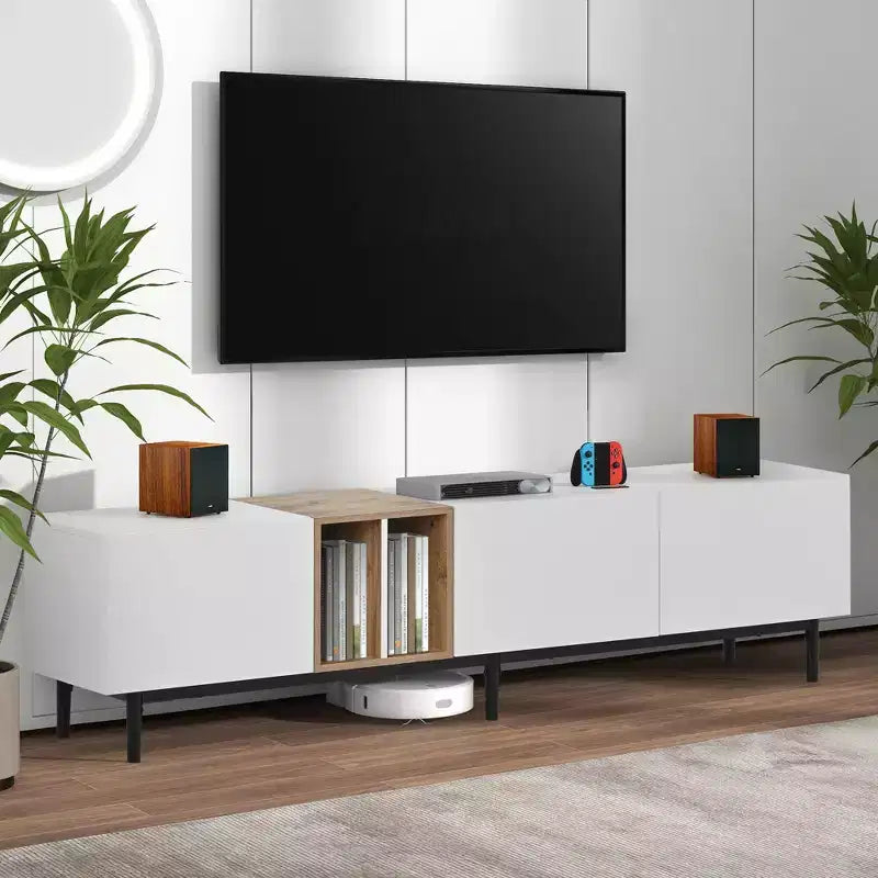 Mobile TV nero a 3 ante per TV fino a 80", montaggio con 1 persona