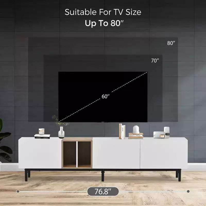 Mobile TV nero a 3 ante per TV fino a 80", montaggio con 1 persona