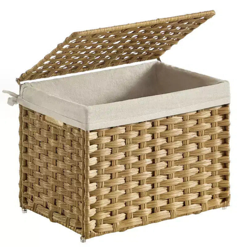 Cesto portaoggetti intrecciato con coperchio – Marrone/Naturale, Pieghevole, 1 Persona