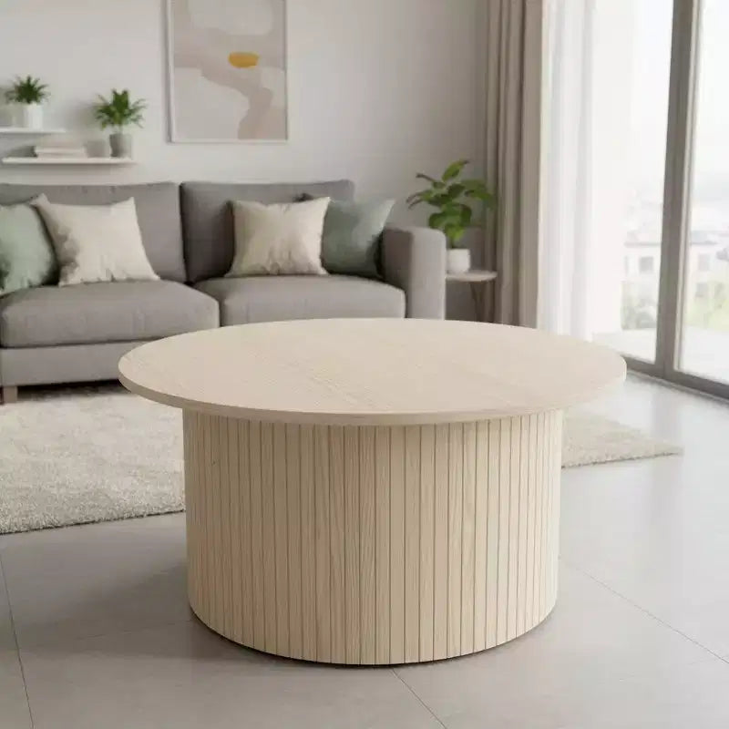 Tavolino da caffè rotondo, nero/marrone/giallo, legno, posti 1, 34"L x 36"P x 5"H