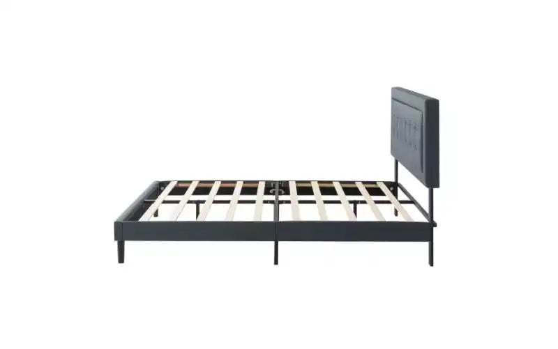 Struttura letto imbottita queen-size grigia/rosa, per 1 persona, con doghe in legno