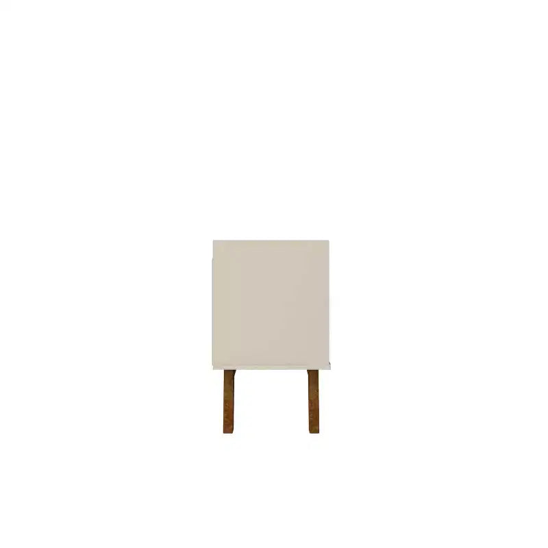 Mobile TV beige moderno di metà secolo, 4 ripiani, adatto a TV fino a 70"