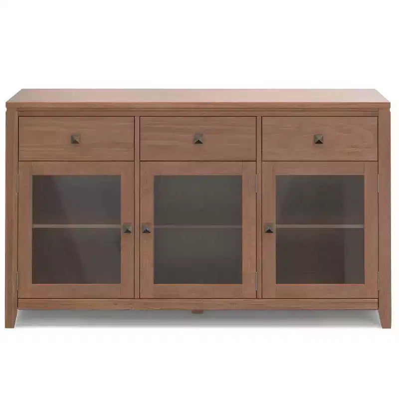 Credenza a 3 ante e 3 cassetti marrone sella/bianco medio