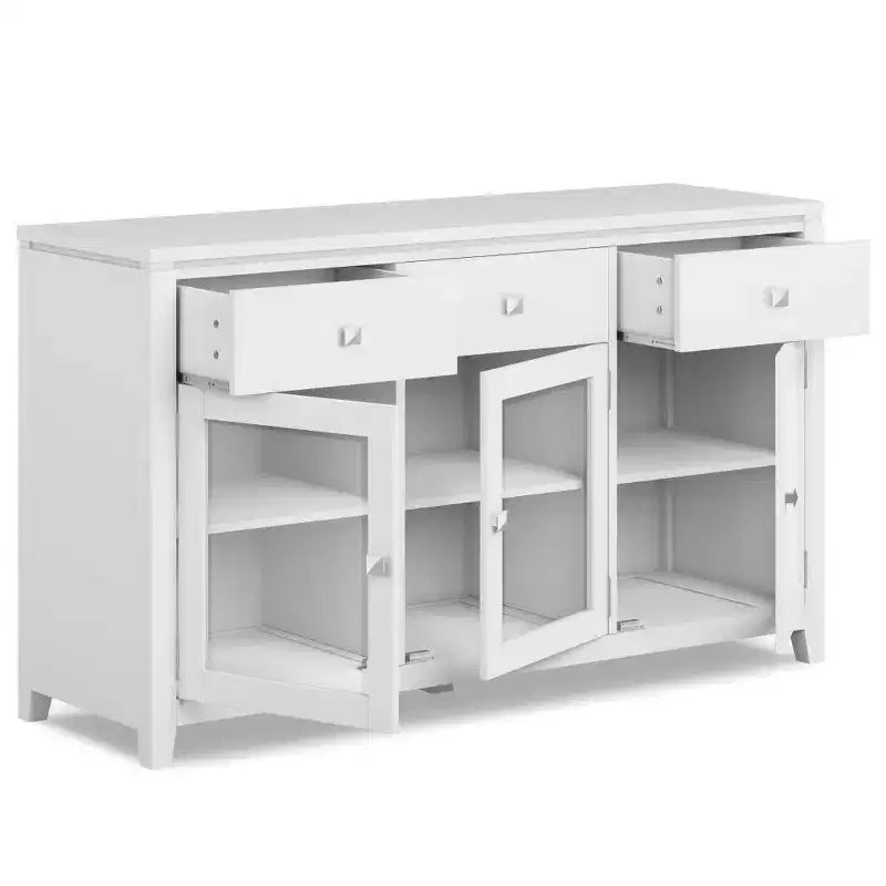 Credenza a 3 ante e 3 cassetti marrone sella/bianco medio