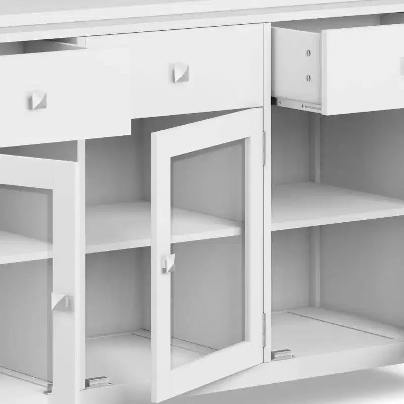 Credenza a 3 ante e 3 cassetti marrone sella/bianco medio