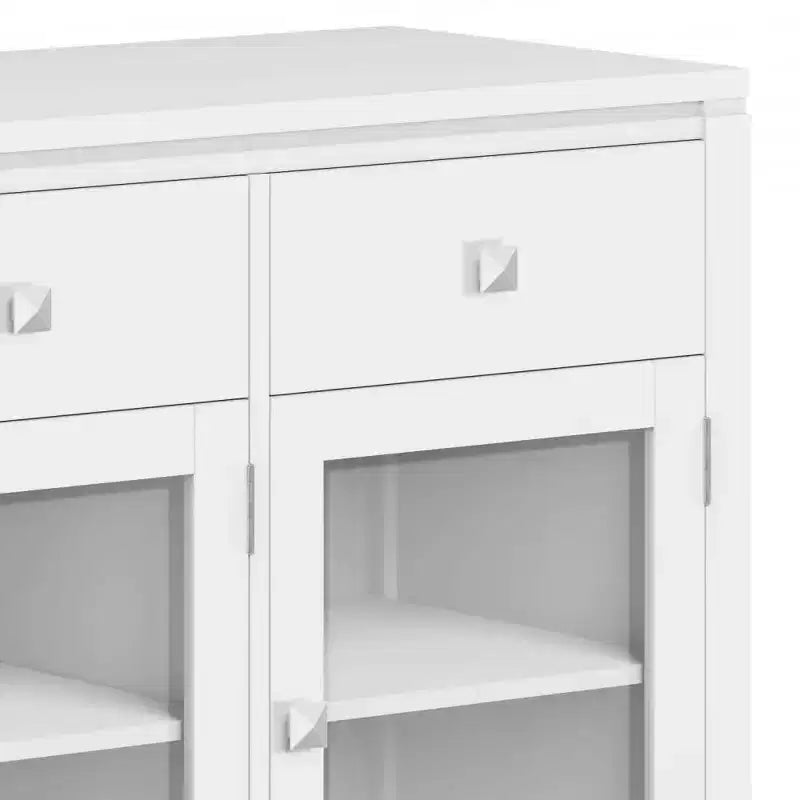 Credenza a 3 ante e 3 cassetti marrone sella/bianco medio