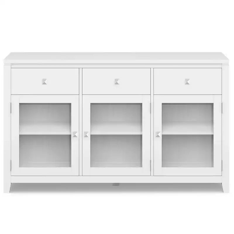 Credenza a 3 ante e 3 cassetti marrone sella/bianco medio