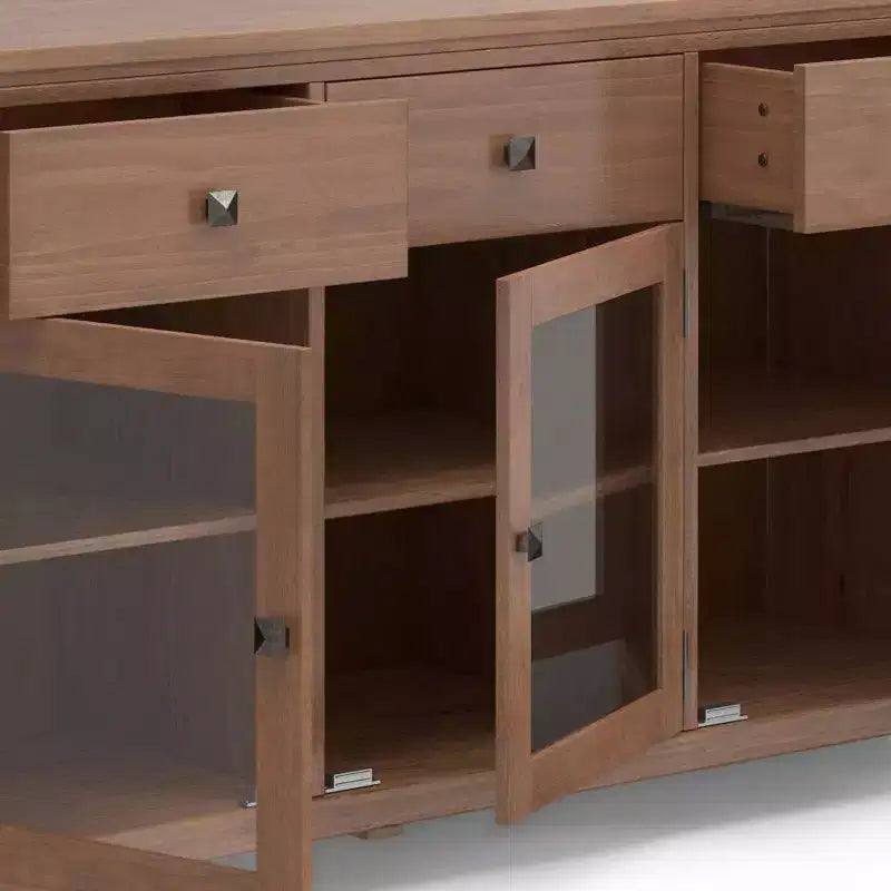 Credenza a 3 ante e 3 cassetti marrone sella/bianco medio