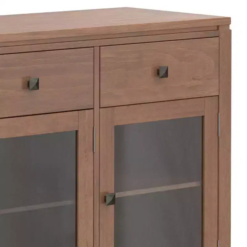 Credenza a 3 ante e 3 cassetti marrone sella/bianco medio