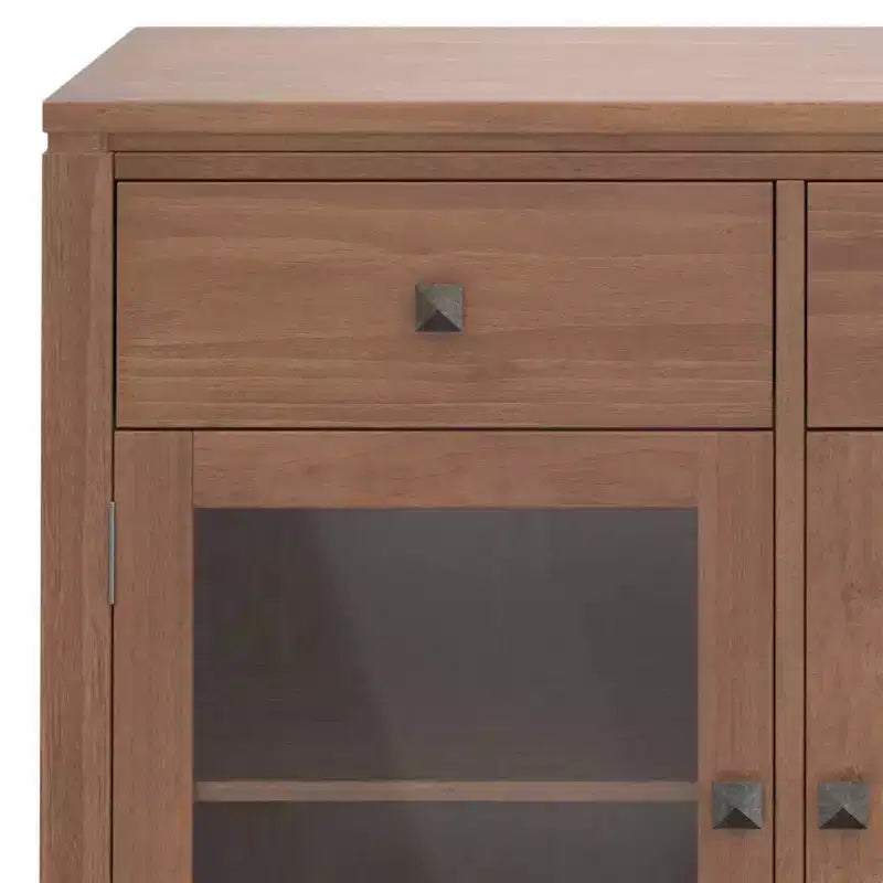 Credenza a 3 ante e 3 cassetti marrone sella/bianco medio