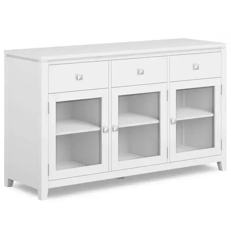 Credenza a 3 ante e 3 cassetti marrone sella/bianco medio