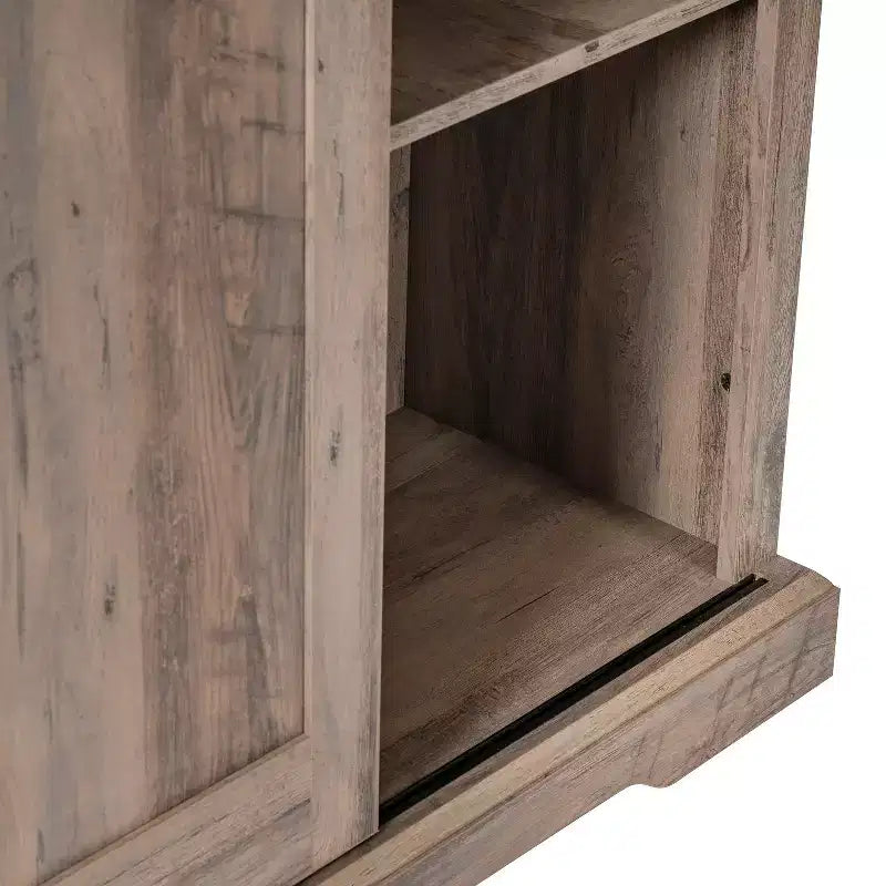 Mobiletto contenitore rustico da fattoria nero/grigio sbiancato/bianco con porta scorrevole "a granaio" – Montaggio per 1 persona