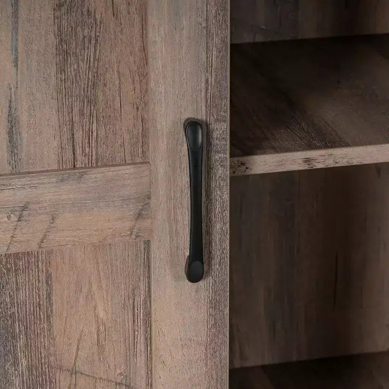 Mobiletto contenitore rustico da fattoria nero/grigio sbiancato/bianco con porta scorrevole "a granaio" – Montaggio per 1 persona