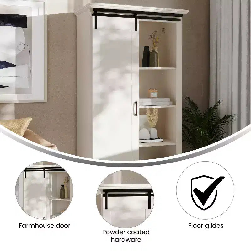 Mobiletto contenitore rustico da fattoria nero/grigio sbiancato/bianco con porta scorrevole "a granaio" – Montaggio per 1 persona