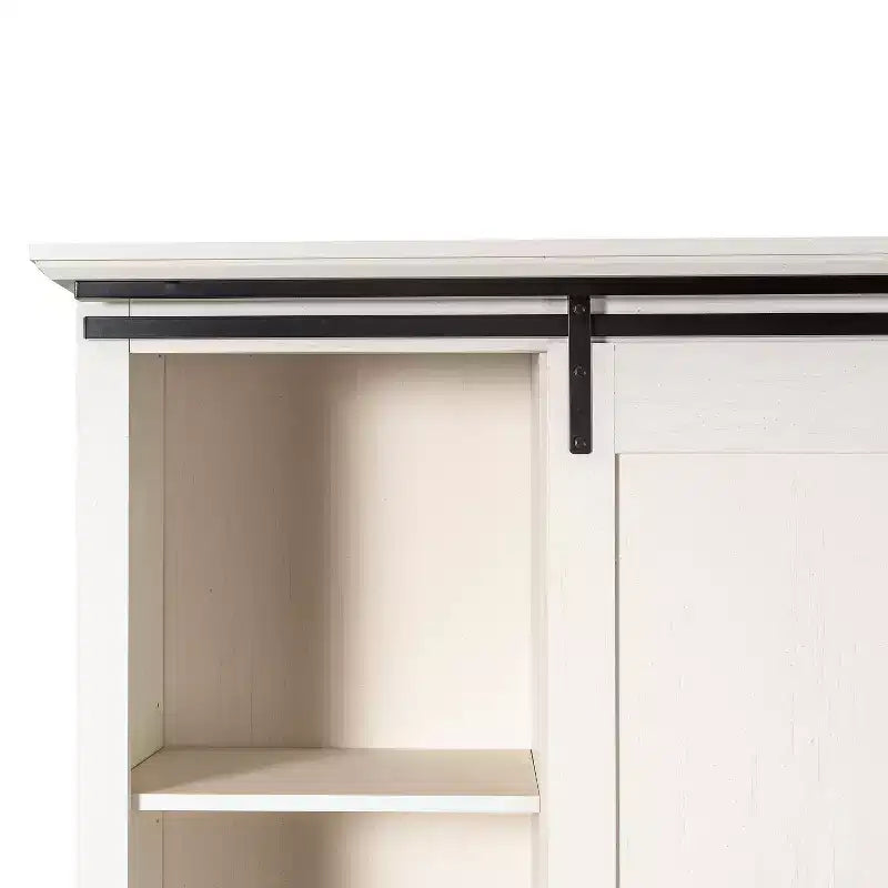 Mobiletto contenitore rustico da fattoria nero/grigio sbiancato/bianco con porta scorrevole "a granaio" – Montaggio per 1 persona