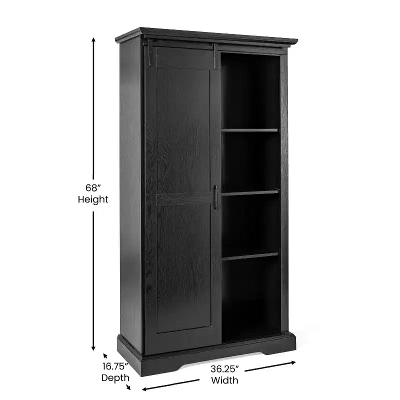 Mobiletto contenitore rustico da fattoria nero/grigio sbiancato/bianco con porta scorrevole "a granaio" – Montaggio per 1 persona