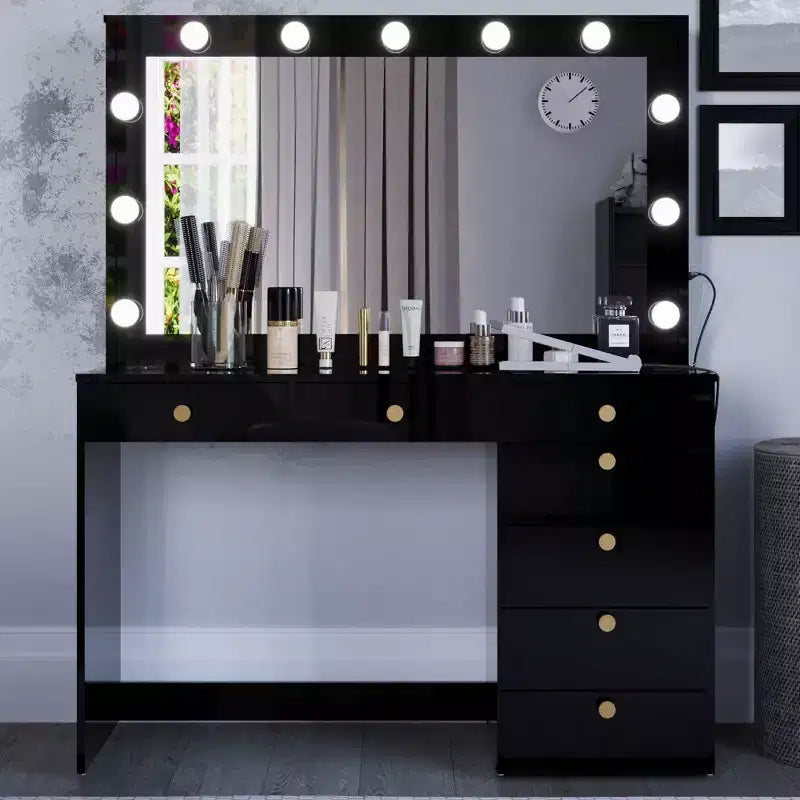 Specchiera illuminata con specchio bianco/nero, monoposto