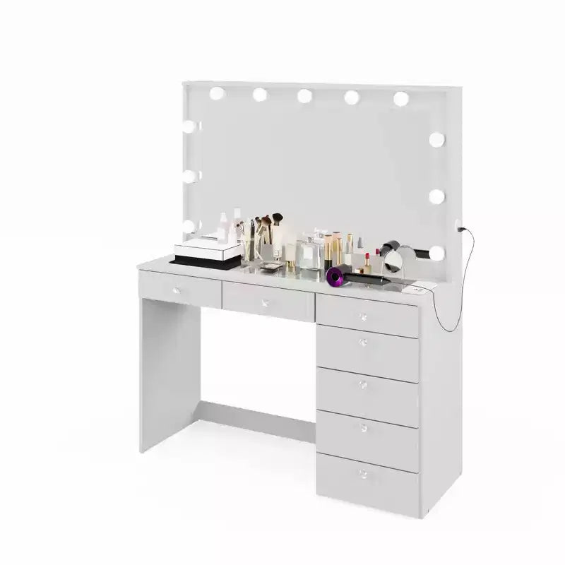 Specchiera illuminata con specchio bianco/nero, monoposto