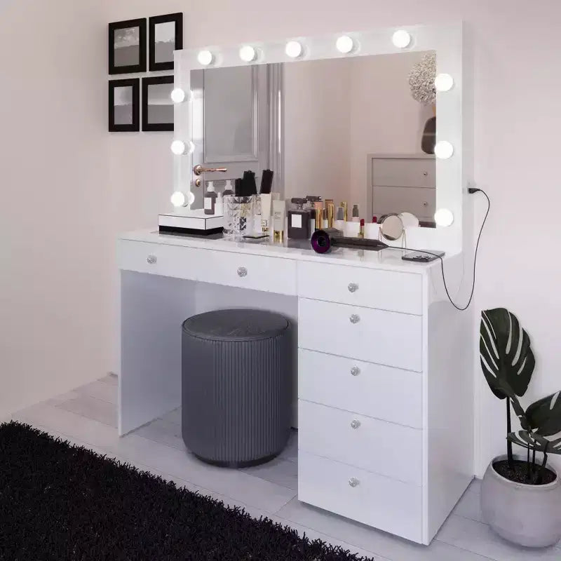 Specchiera illuminata con specchio bianco/nero, monoposto