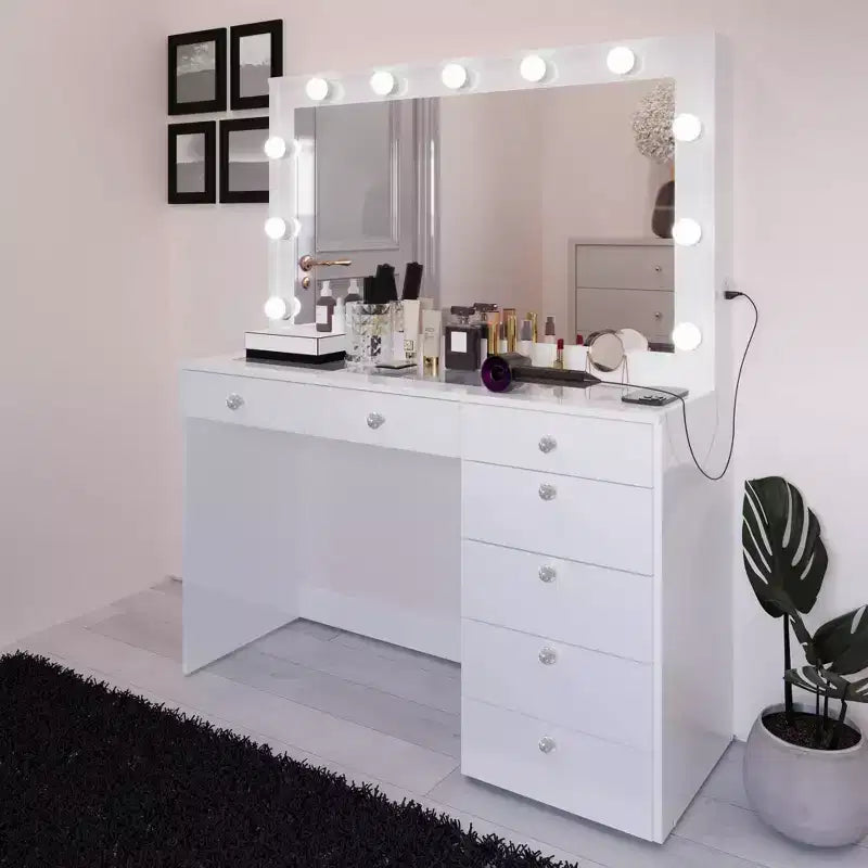 Specchiera illuminata con specchio bianco/nero, monoposto
