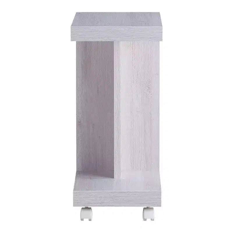 Tavolino finale mobile a C, Espresso / Rovere Bianco, Montaggio a 1 persona